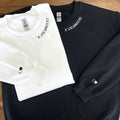 Custom Embroidered Roman Numeral Date Couples Shirt – T-Shirt, Crewneck & Hoodie (On the NeckLine placement)